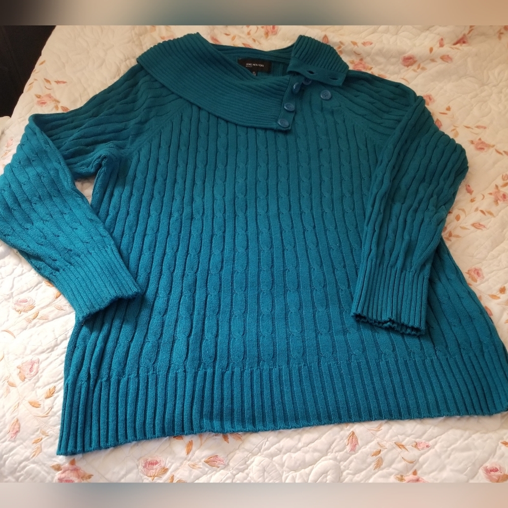 Jones New York Woman Teal Turtleneck Sweater 2X